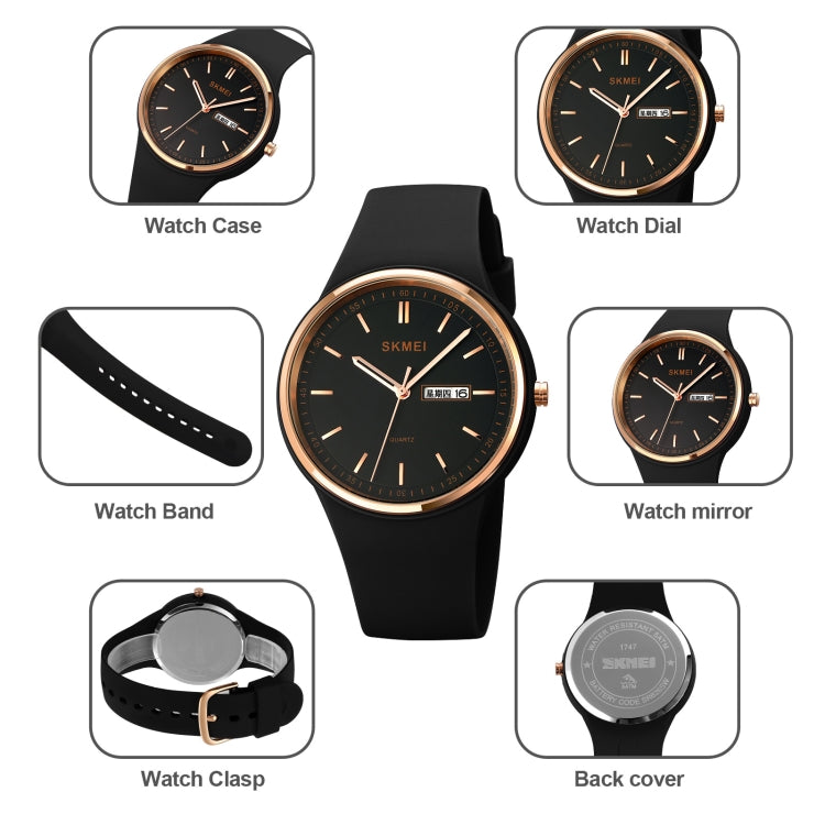 SKMEI 1747 Simple Bar scale Dial Silicone Strap Quartz Watch for Ladies(Black)