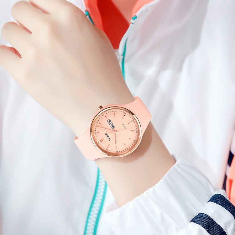 SKMEI 1747 Simple Bar scale Dial Silicone Strap Quartz Watch for Ladies(White)