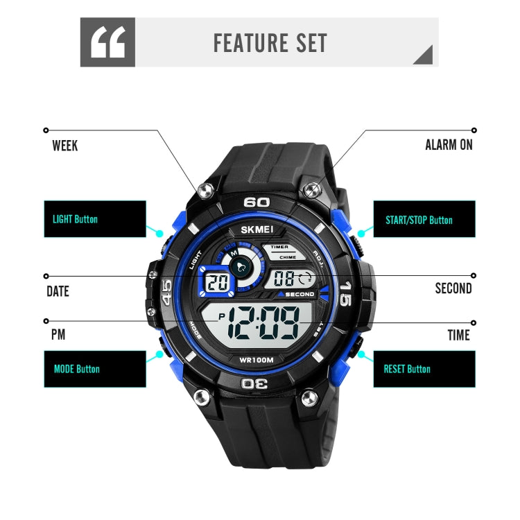 SKMEI 1756 Dual Time Countdown Alarm Clock Men Sports Luminous Electronic Watch(Black)