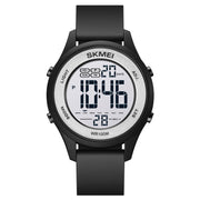 SKMEI 1758 Multifunctional LED Digital Display Luminous Silicone Strap Electronic Watch(Black Silver)
