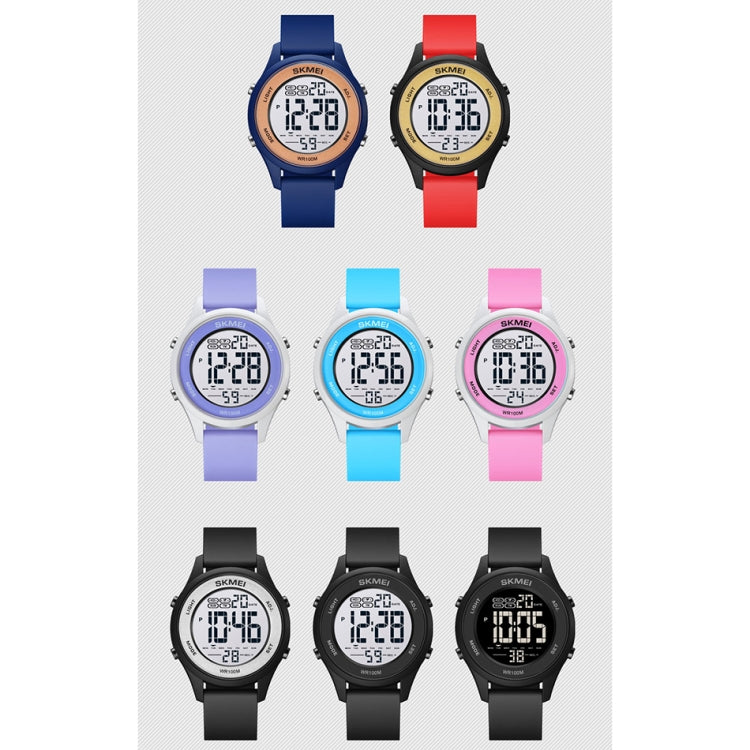 SKMEI 1758 Multifunctional LED Digital Display Luminous Silicone Strap Electronic Watch(Dark Blue)