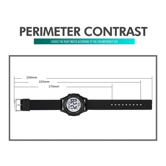 SKMEI 1758 Multifunctional LED Digital Display Luminous Silicone Strap Electronic Watch(Black Silver)