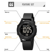 SKMEI 1758 Multifunctional LED Digital Display Luminous Silicone Strap Electronic Watch(Dark Blue)