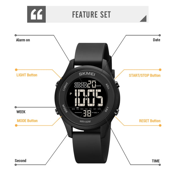 SKMEI 1758 Multifunctional LED Digital Display Luminous Silicone Strap Electronic Watch(Dark Blue)