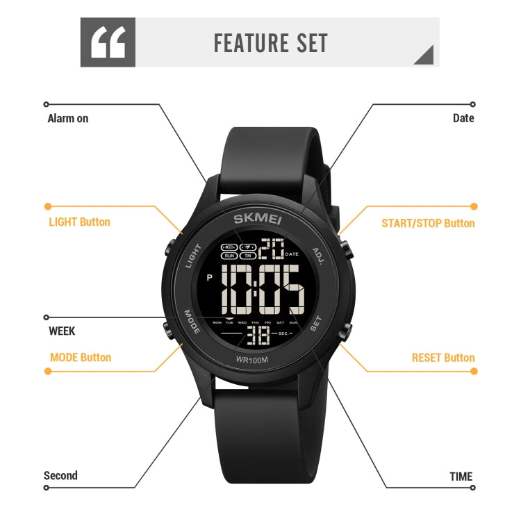 SKMEI 1758 Multifunctional LED Digital Display Luminous Silicone Strap Electronic Watch(Dark Blue)