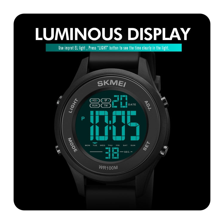 SKMEI 1758 Multifunctional LED Digital Display Luminous Silicone Strap Electronic Watch(Dark Blue)