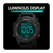 SKMEI 1758 Multifunctional LED Digital Display Luminous Silicone Strap Electronic Watch(Black)