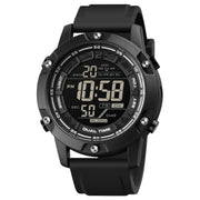 SKMEI 1762 Triplicate Round LED Dual Time Digital Display Water-resistant Luminous Electronic Watch(Black)