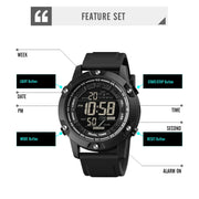 SKMEI 1762 Triplicate Round LED Dual Time Digital Display Water-resistant Luminous Electronic Watch(Black)