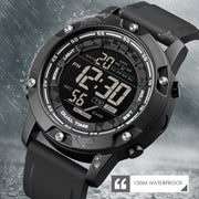 SKMEI 1762 Triplicate Round LED Dual Time Digital Display Water-resistant Luminous Electronic Watch(Black)