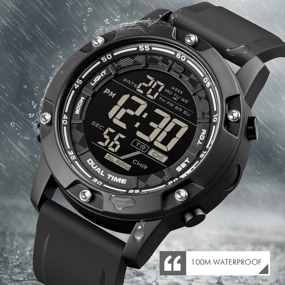 SKMEI 1762 Triplicate Round LED Dual Time Digital Display Water-resistant Luminous Electronic Watch(Black)