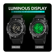SKMEI 1762 Triplicate Round LED Dual Time Digital Display Water-resistant Luminous Electronic Watch(Black)