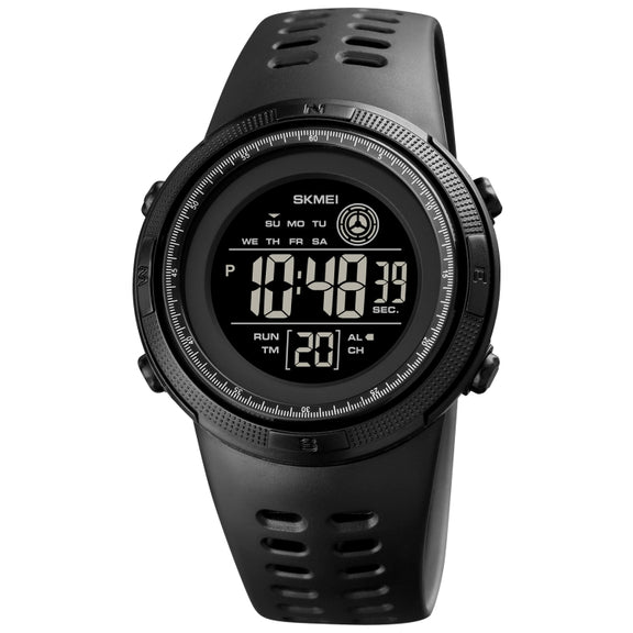 SKMEI 1773 Triplicate Round LED Dual Time Digital Display Colorful Backlight Electronic Watch(Black)