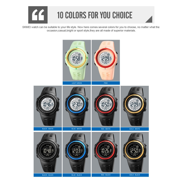 SKMEI 1773 Triplicate Round LED Dual Time Digital Display Colorful Backlight Electronic Watch(Red Black)
