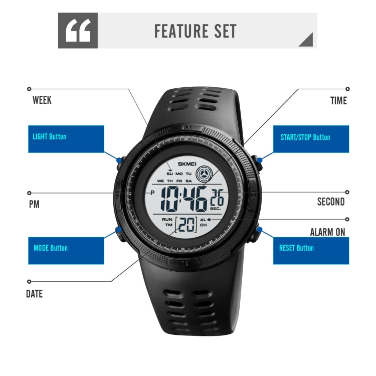 SKMEI 1773 Triplicate Round LED Dual Time Digital Display Colorful Backlight Electronic Watch(Black) - free shipping - PMC TechLife - Order now!