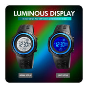 SKMEI 1773 Triplicate Round LED Dual Time Digital Display Colorful Backlight Electronic Watch(Red Black)