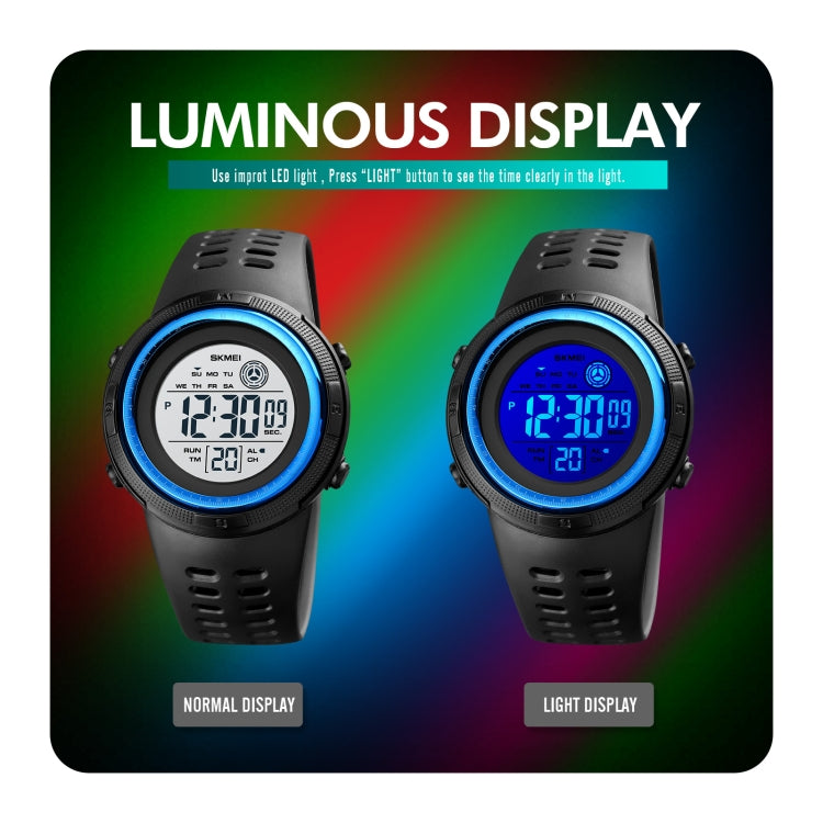 SKMEI 1773 Triplicate Round LED Dual Time Digital Display Colorful Backlight Electronic Watch(Pink)