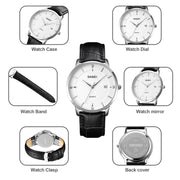 SKMEI 1801 Men Casual Calendar Quartz Watch(Silver White Black)