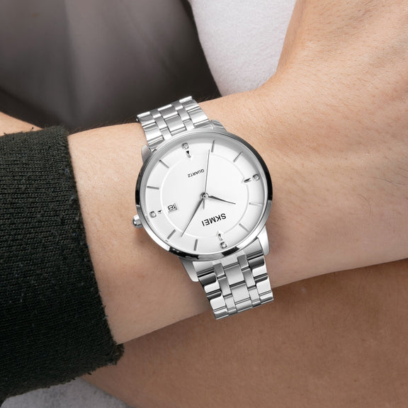 SKMEI 1801 Men Casual Calendar Quartz Watch(Silver Black)