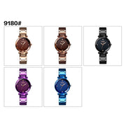 SKMEI 9180 Starry Sky Dial Stainless Steel Strap Quartz Watch for Ladies(Black)