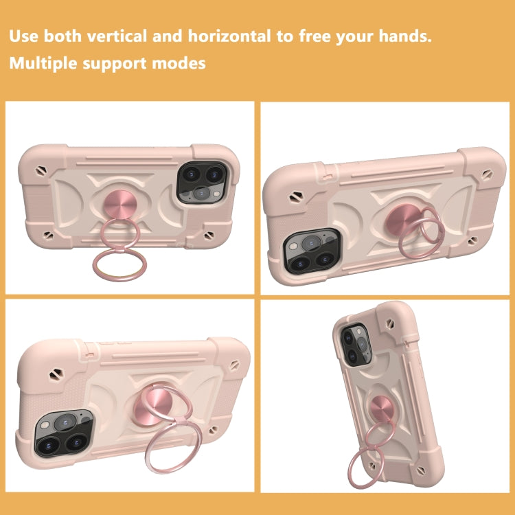 For iPhone 13 Shockproof Silicone + PC Protective Case with Dual-Ring Holder(Rose Gold) - iPhone 13 Cases by PMC TechLife | Online Shopping South Africa | PMC TechLife | Buy Now Pay Later Mobicred