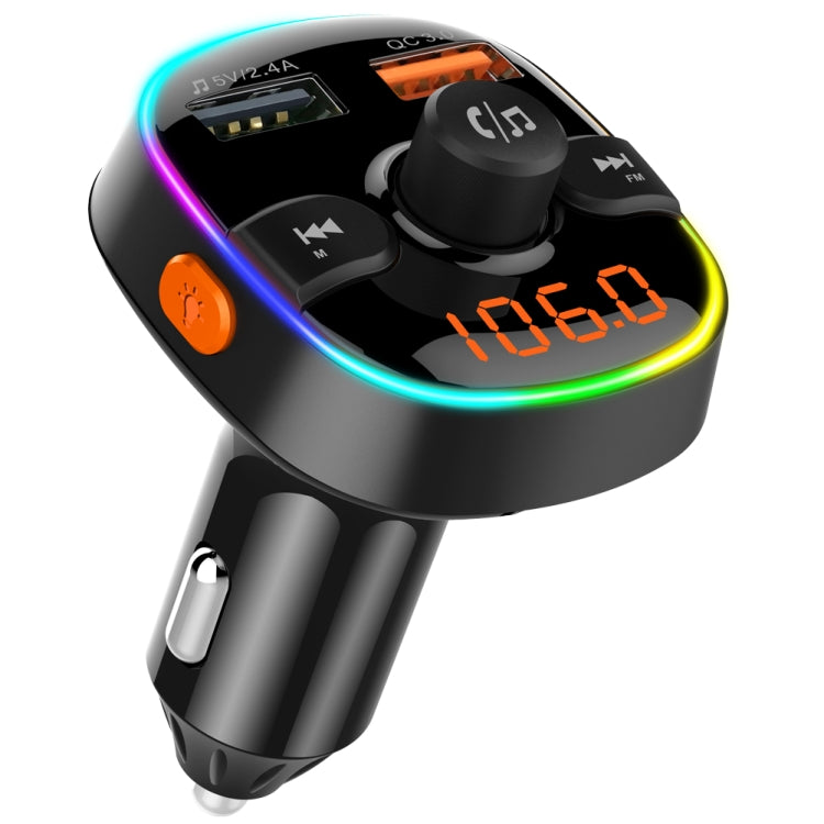 BC52 QC3.0 Fast Charging Car Colorful Atmosphere Light Bluetooth MP3 Player FM Transmitter - Bluetooth Car Kits by PMC TechLife | Online Shopping South Africa | PMC TechLife | Buy Now Pay Later Mobicred