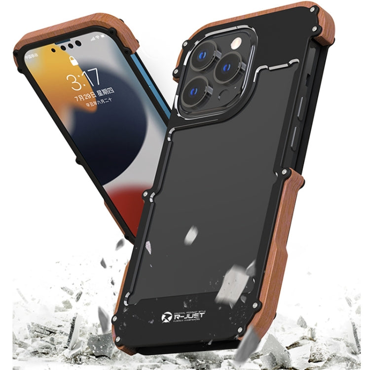 For iPhone 13 Pro R-JUST Ironwood Man Shockproof Metal + Wood Bumper Protective Case - iPhone 13 Pro Cases by R-JUST | Online Shopping South Africa | PMC TechLife | Buy Now Pay Later Mobicred