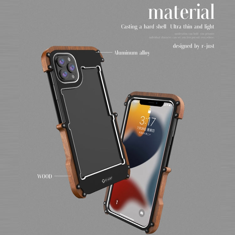 For iPhone 13 Pro R-JUST Ironwood Man Shockproof Metal + Wood Bumper Protective Case - iPhone 13 Pro Cases by R-JUST | Online Shopping South Africa | PMC TechLife | Buy Now Pay Later Mobicred