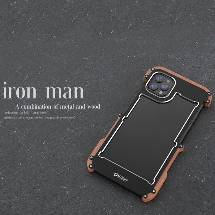 For iPhone 13 Pro Max R-JUST Ironwood Man Shockproof Metal + Wood Bumper Protective Case - free shipping - PMC TechLife - Order now!