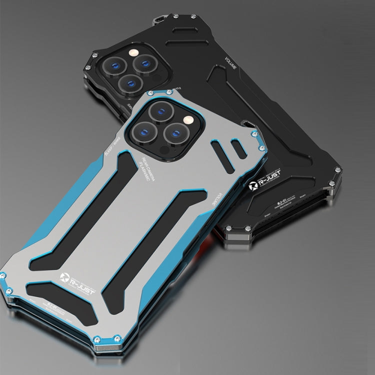 For iPhone 13 R-JUST Shockproof Armor Metal Protective Case(Blue) - free shipping - PMC TechLife - Order now!