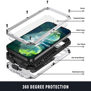 For iPhone 13 mini R-JUST Sliding Camera Shockproof Life Water-resistant Dust-proof Metal + Silicone Protective Case with Holder (Silver)