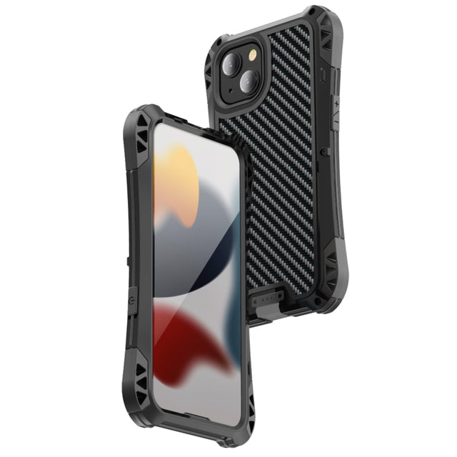 For iPhone 13 mini R-JUST AMIRA Shockproof Dustproof Water-resistant Metal Protective Case (Black)