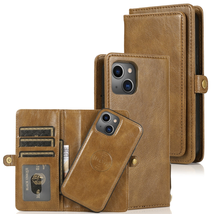 For iPhone 13 Pro Strong Magnetic Detachable Horizontal Flip Leather Case with Card Slots & Wallet (Brown) - iPhone 13 Pro Cases by PMC TechLife | Online Shopping South Africa | PMC TechLife