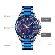 SKMEI 9192 Men Calendar Timing Stainless Steel Belt Luminous Quartz Watch(Silver Black)