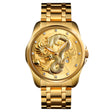 SKMEI 9193 Men Golden Dragon Pattern Calendar Dial Luminous Quartz Watch(Gold) - free shipping - PMC TechLife - Order now!