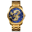SKMEI 9193 Men Golden Dragon Pattern Calendar Dial Luminous Quartz Watch(Gold Blue) - free shipping - PMC TechLife - Order now!