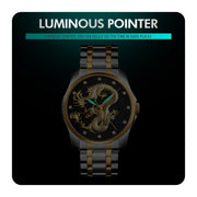 SKMEI 9193 Men Golden Dragon Pattern Calendar Dial Luminous Quartz Watch(Gold)