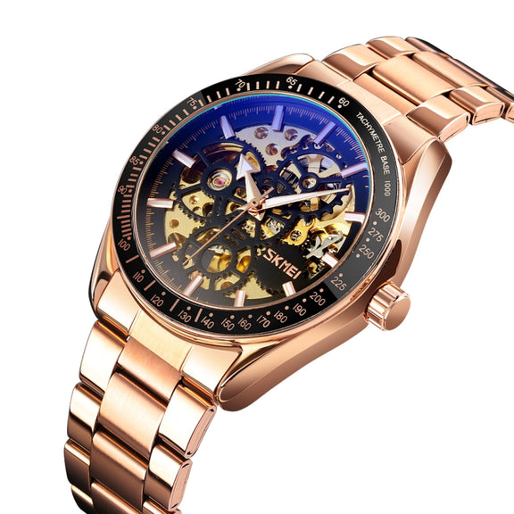 SKMEI 9194 Men Mechanical Gear Dial Automatic Mechanical Watch(Rose Gold)