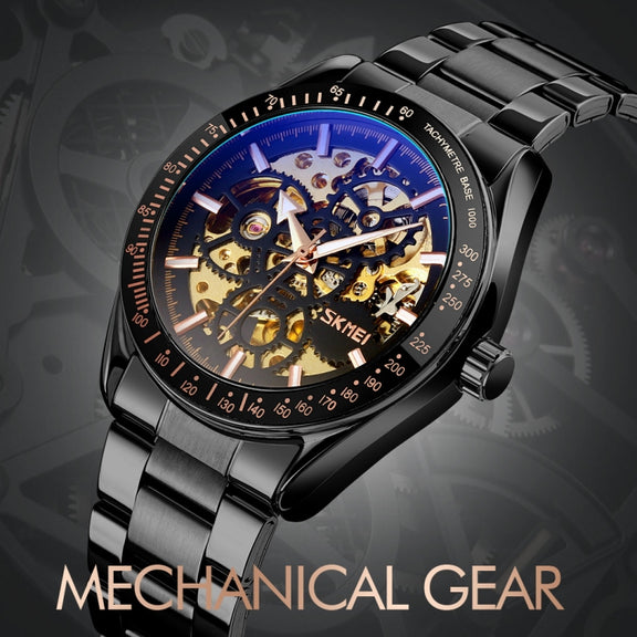 SKMEI 9194 Men Mechanical Gear Dial Automatic Mechanical Watch(Gold)