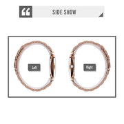 SKMEI 9198 Simple Roman Numeral Dial Metal Belt Quartz Watch for Couples(Rose Gold Silver Women)