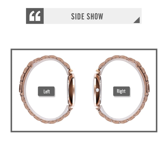 SKMEI 9198 Simple Roman Numeral Dial Metal Belt Quartz Watch for Couples(Rose Gold Silver White Women)