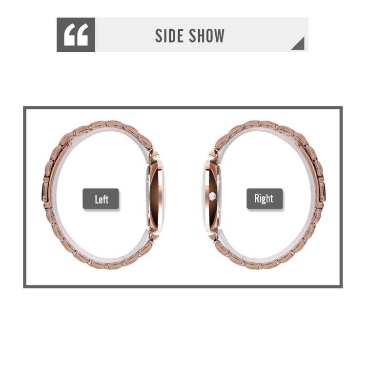 SKMEI 9198 Simple Roman Numeral Dial Metal Belt Quartz Watch for Couples(Rose Gold Black Men)