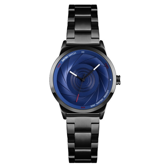 SKMEI 9210 Ladies Business Watch Simple 3D Dial Quartz Watch(Black Blue)