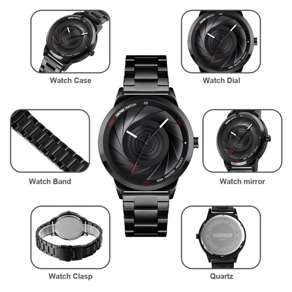 SKMEI 9210 Ladies Business Watch Simple 3D Dial Quartz Watch(Silver Black)