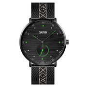 SKMEI 9218 Men Horizontal Striped Arabic Numeral Dial Mesh Belt Quartz Watch(Green)