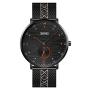 SKMEI 9218 Men Horizontal Striped Arabic Numeral Dial Mesh Belt Quartz Watch(Orange)