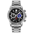 SKMEI 9235 Men Moonphase Stopwatch Stainless Steel Strap Quartz Watch(Silver Black) - free shipping - PMC TechLife - Order now!