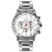 SKMEI 9241 Men Calendar Stopwatch Stainless Steel Strap Quartz Watch(Silver)