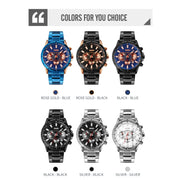 SKMEI 9241 Men Calendar Stopwatch Stainless Steel Strap Quartz Watch(Silver)