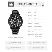 SKMEI 9241 Men Calendar Stopwatch Stainless Steel Strap Quartz Watch(Silver)